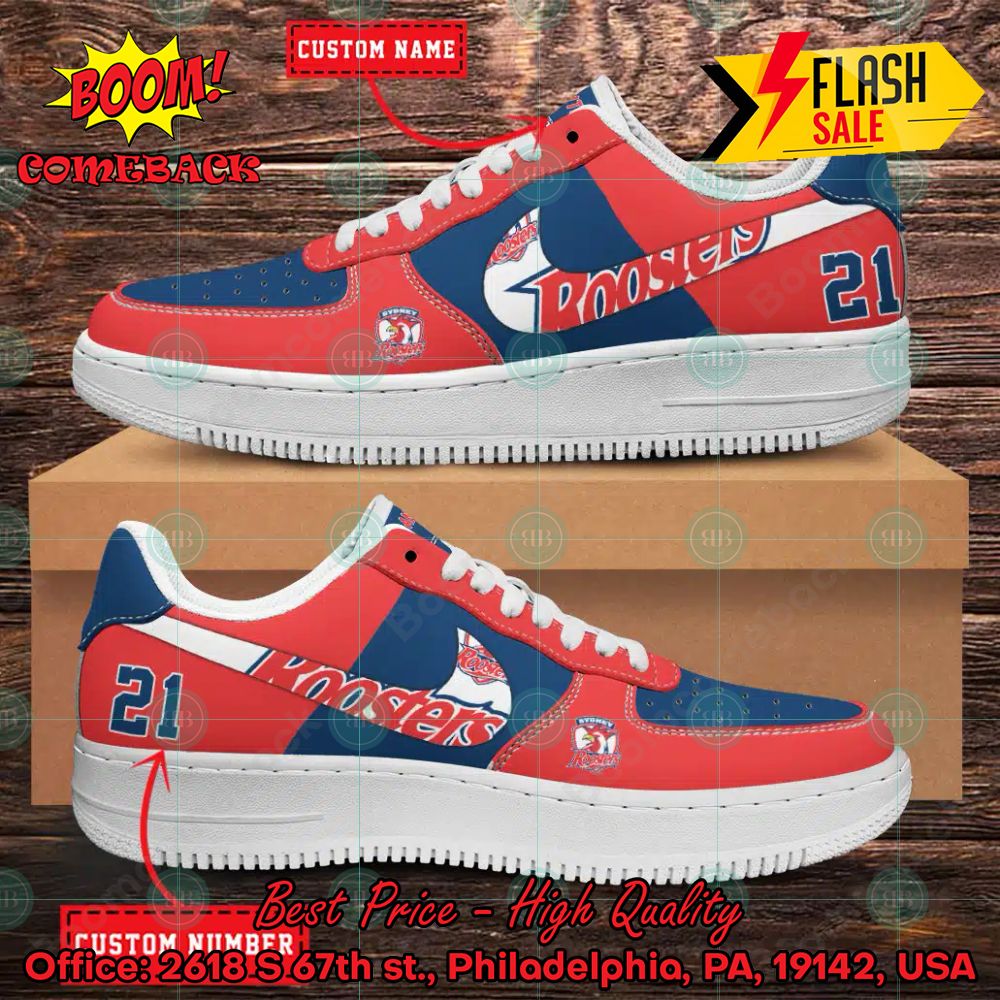 NRL Sydney Roosters Personalized Nike Air Force Sneakers