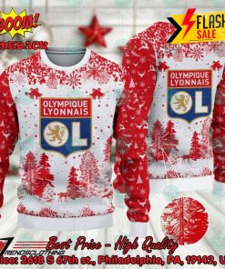 Olympique Lyonnais Big Logo Pine Trees Ugly Christmas Sweater