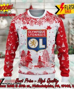 Olympique Lyonnais Big Logo Pine Trees Ugly Christmas Sweater