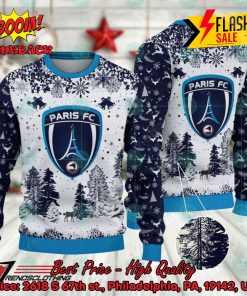 Paris FC Big Logo Pine Trees Ugly Christmas Sweater