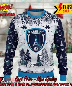 Paris FC Big Logo Pine Trees Ugly Christmas Sweater