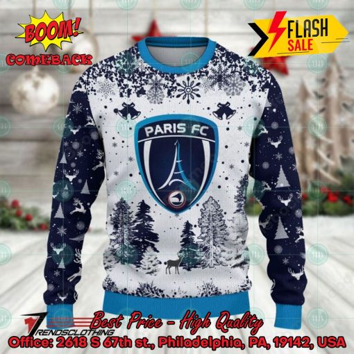 Paris FC Big Logo Pine Trees Ugly Christmas Sweater