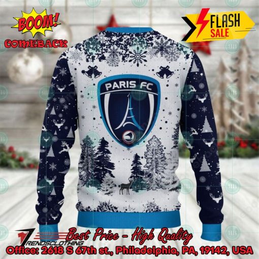 Paris FC Big Logo Pine Trees Ugly Christmas Sweater