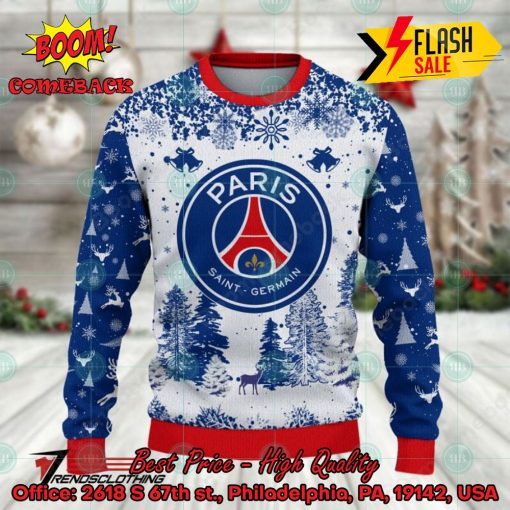 Paris Saint-Germain Big Logo Pine Trees Ugly Christmas Sweater