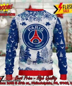 paris saint germain big logo pine trees ugly christmas sweater 3 z8fGX