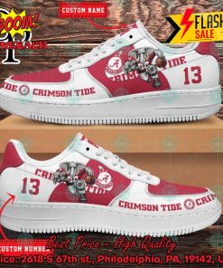 Personalized Alabama Crimson Tide Mascot Nike Air Force Sneakers