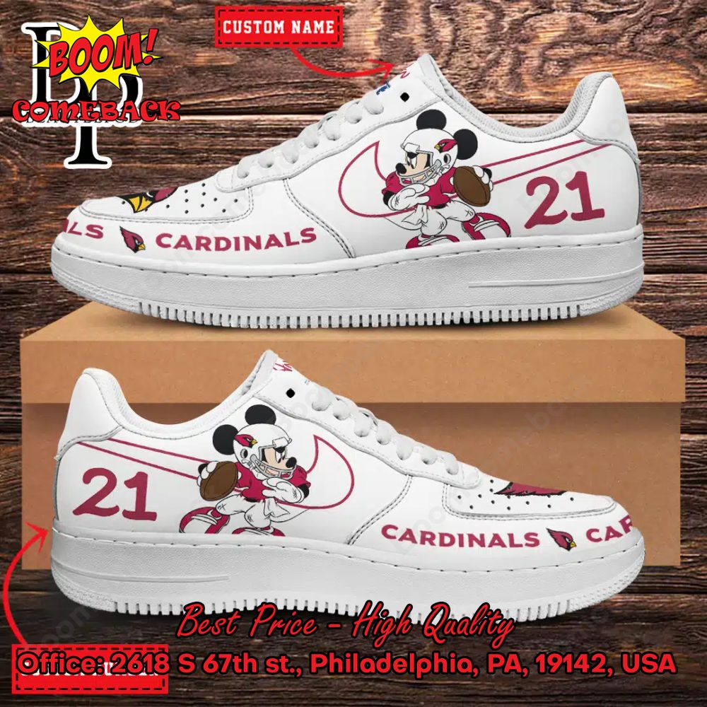 Personalized Arizona Cardinals Mickey Mouse Nike Air Force Sneakers