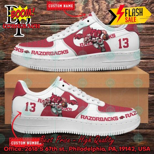 Personalized Arkansas Razorbacks Mascot Nike Air Force Sneakers