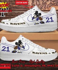 Personalized Baltimore Ravens Mickey Mouse Nike Air Force Sneakers
