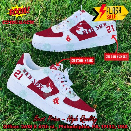 Personalized Boston Red Sox Nike Air Force Sneakers