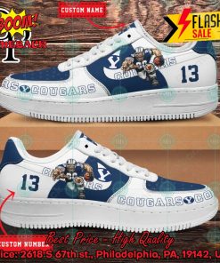 Personalized BYU Cougars Mascot Nike Air Force Sneakers