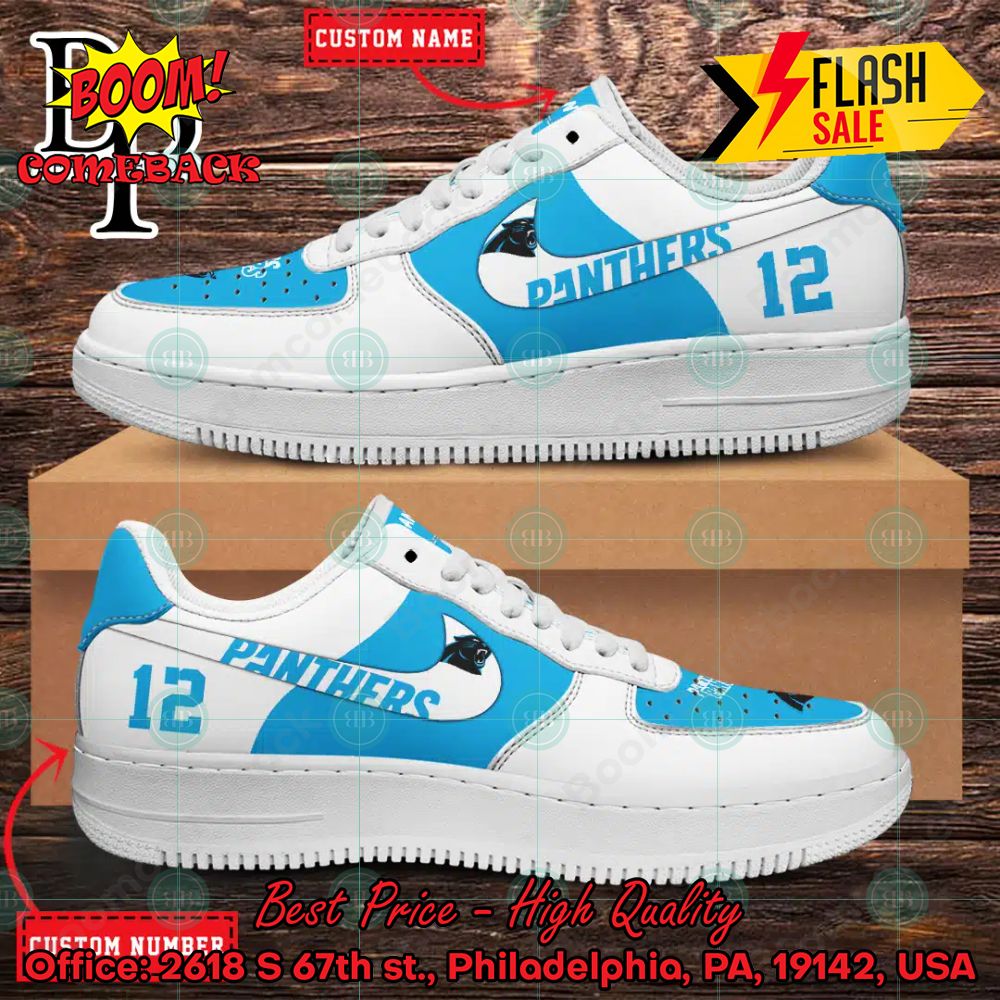 Personalized Carolina Panthers Nike Air Force Sneakers