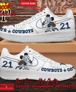 Personalized Dallas Cowboys Mickey Mouse Nike Air Force Sneakers
