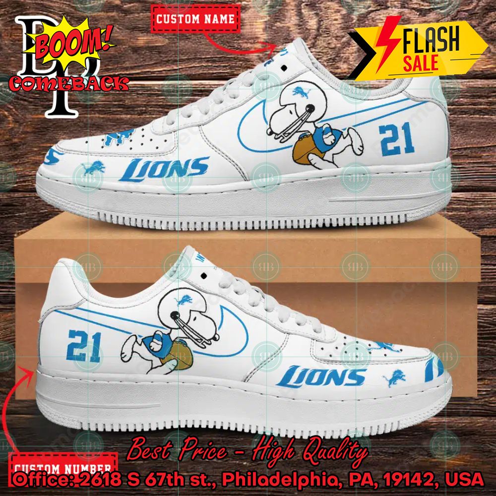 Personalized Detroit Lions Snoopy Nike Air Force Sneakers
