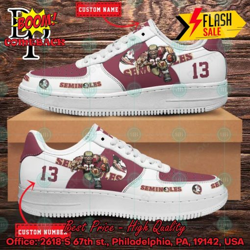 Personalized Florida State Seminoles Mascot Nike Air Force Sneakers