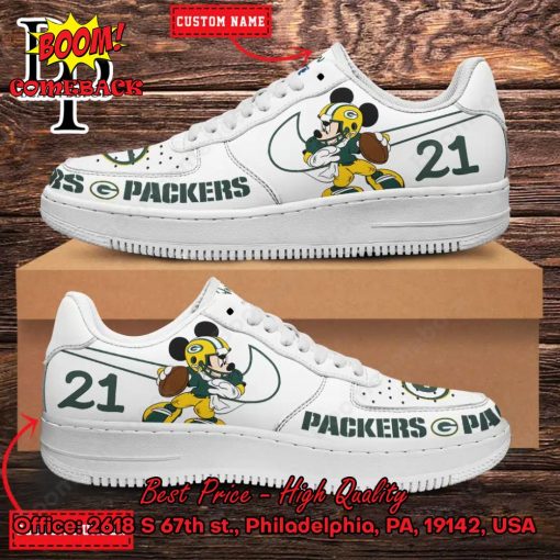 Personalized Green Bay Packers Mickey Mouse Nike Air Force Sneakers