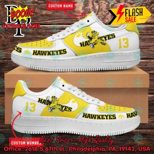 Personalized Iowa Hawkeyes Mascot Nike Air Force Sneakers