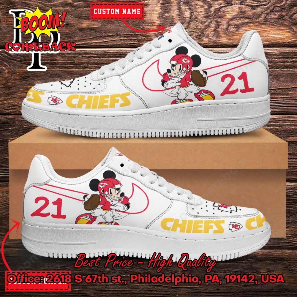 Personalized Kansas City Chiefs Mickey Mouse Nike Air Force Sneakers