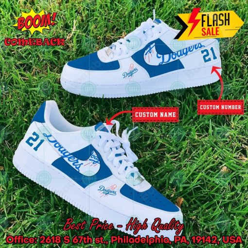 Personalized Los Angeles Dodgers Nike Air Force Sneakers