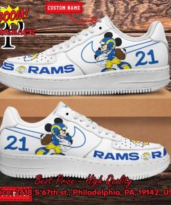 Personalized Los Angeles Rams Mickey Mouse Nike Air Force Sneakers