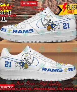 Personalized Los Angeles Rams Snoopy Nike Air Force Sneakers