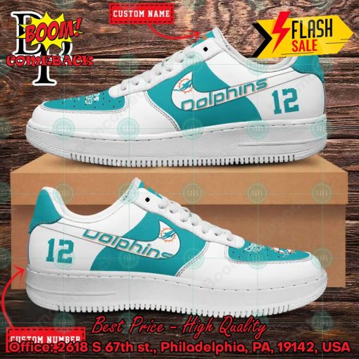 Personalized Miami Dolphins Nike Air Force Sneakers