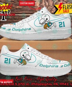 Personalized Miami Dolphins Snoopy Nike Air Force Sneakers