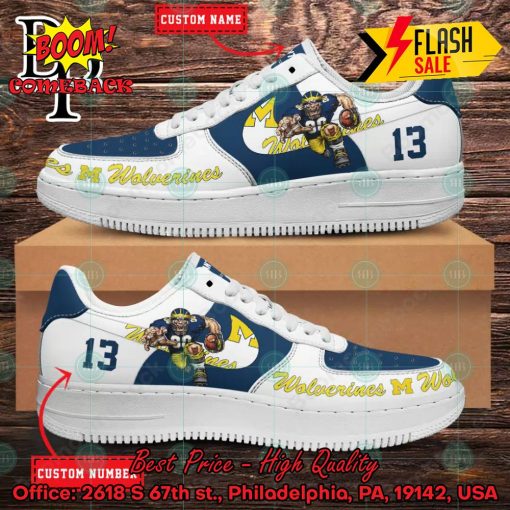 Personalized Michigan Wolverines Mascot Nike Air Force Sneakers