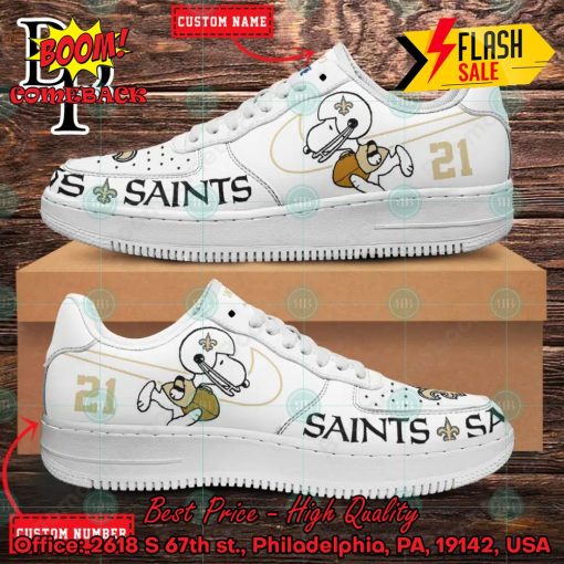 Personalized New Orleans Saints Snoopy Nike Air Force Sneakers