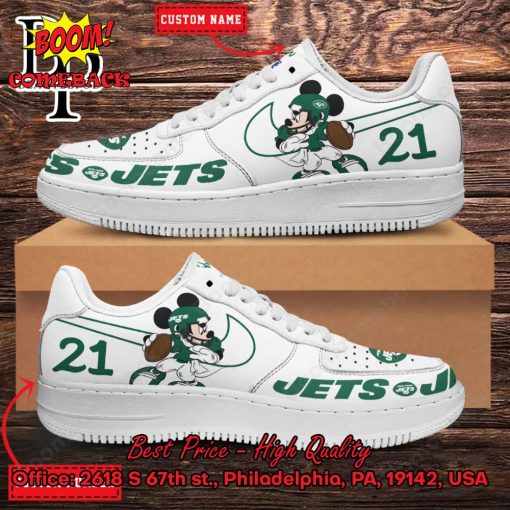 Personalized New York Jets Mickey Mouse Nike Air Force Sneakers