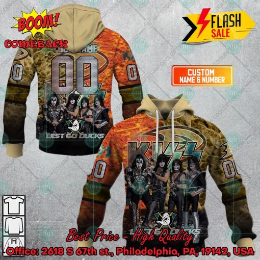 Personalized NHL Anaheim Ducks x Kiss Rock Band Let’s Go Ducks 3D Hoodie T-shirt