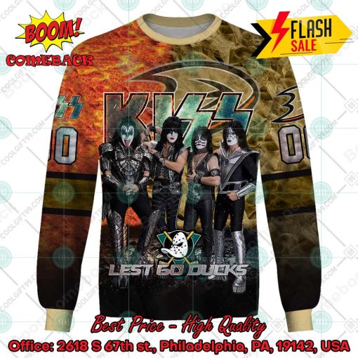 Personalized NHL Anaheim Ducks x Kiss Rock Band Let’s Go Ducks 3D Hoodie T-shirt