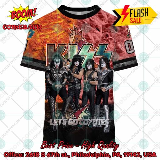 Personalized NHL Arizona Coyotes x Kiss Rock Band Let’s Go Coyotes 3D Hoodie T-shirt