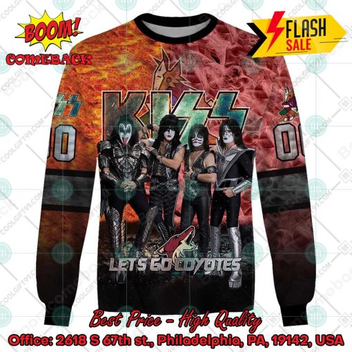Personalized NHL Arizona Coyotes x Kiss Rock Band Let’s Go Coyotes 3D Hoodie T-shirt