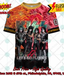 Personalized NHL Calgary Flames x Kiss Rock Band Let’s Go Flames 3D Hoodie T-shirt
