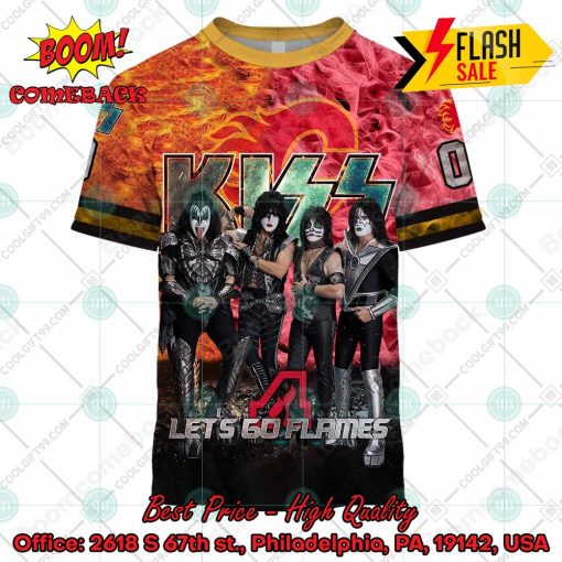 Personalized NHL Calgary Flames x Kiss Rock Band Let’s Go Flames 3D Hoodie T-shirt