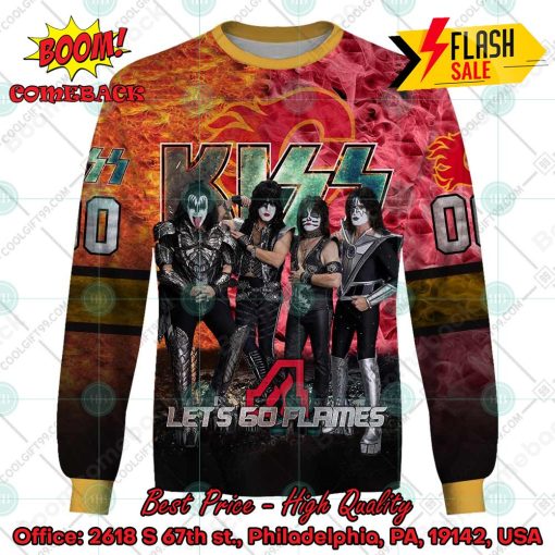 Personalized NHL Calgary Flames x Kiss Rock Band Let’s Go Flames 3D Hoodie T-shirt