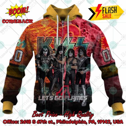 Personalized NHL Calgary Flames x Kiss Rock Band Let’s Go Flames 3D Hoodie T-shirt