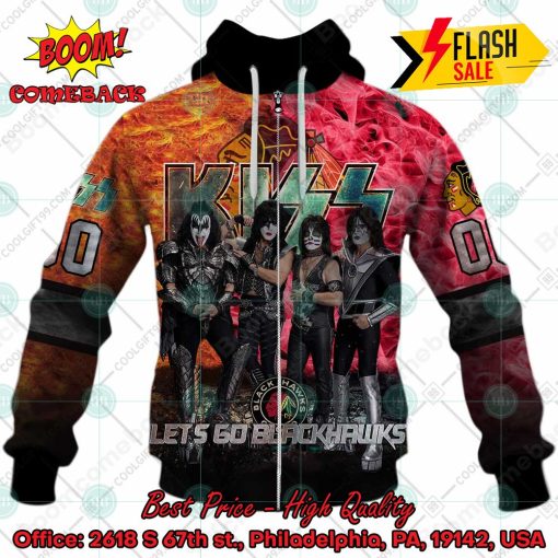 Personalized NHL Chicago Blackhawks x Kiss Rock Band Let’s Go Blackhawks 3D Hoodie T-shirt