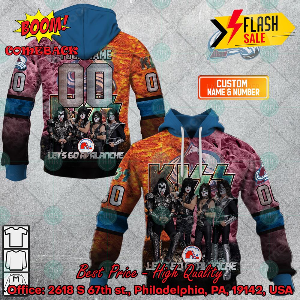 Personalized NHL Colorado Avalanche x Kiss Rock Band Let's Go Avalanche 3D Hoodie T-shirt