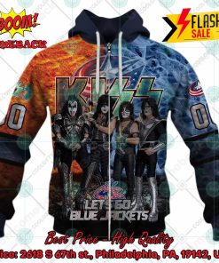 personalized nhl columbus blue jackets x kiss rock band lets go blue jackets 3d hoodie t shirt 4 5vjQJ