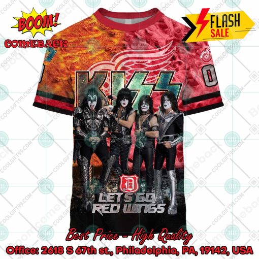 Personalized NHL Detroit Red Wings x Kiss Rock Band Let’s Go Red Wings 3D Hoodie T-shirt