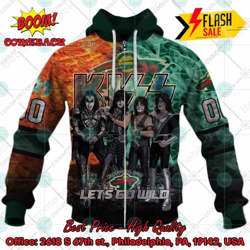 Personalized NHL Minnesota Wild x Kiss Rock Band Let’s Go Wild 3D Hoodie T-shirt
