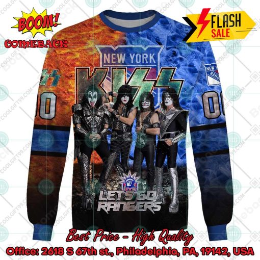 Personalized NHL New York Rangers x Kiss Rock Band Let’s Go Rangers 3D Hoodie T-shirt