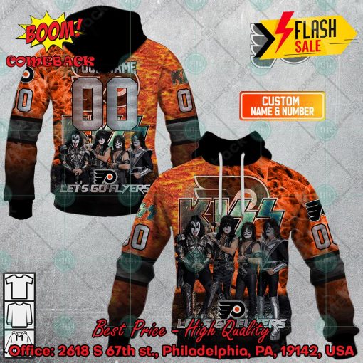 Personalized NHL Philadelphia Flyers x Kiss Rock Band Let’s Go Flyers 3D Hoodie T-shirt