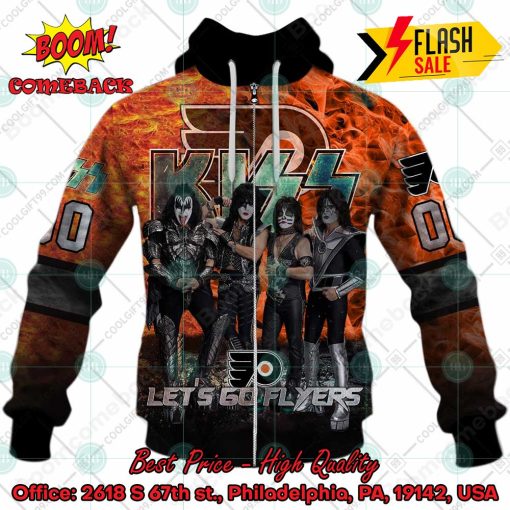 Personalized NHL Philadelphia Flyers x Kiss Rock Band Let’s Go Flyers 3D Hoodie T-shirt