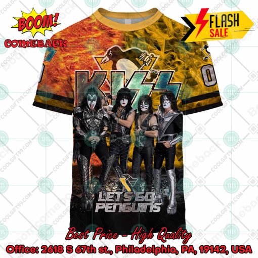 Personalized NHL Pittsburgh Penguins x Kiss Rock Band Let’s Go Penguins 3D Hoodie T-shirt
