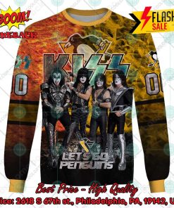 personalized nhl pittsburgh penguins x kiss rock band lets go penguins 3d hoodie t shirt 3 fmnFP