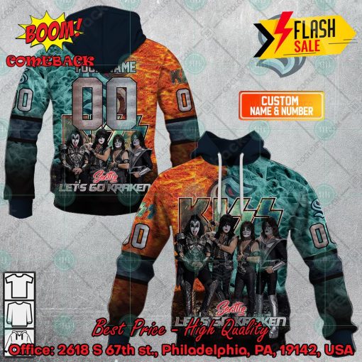 Personalized NHL Seattle Kraken x Kiss Rock Band Let’s Go Kraken 3D Hoodie T-shirt