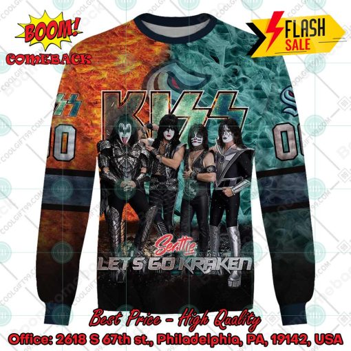 Personalized NHL Seattle Kraken x Kiss Rock Band Let’s Go Kraken 3D Hoodie T-shirt